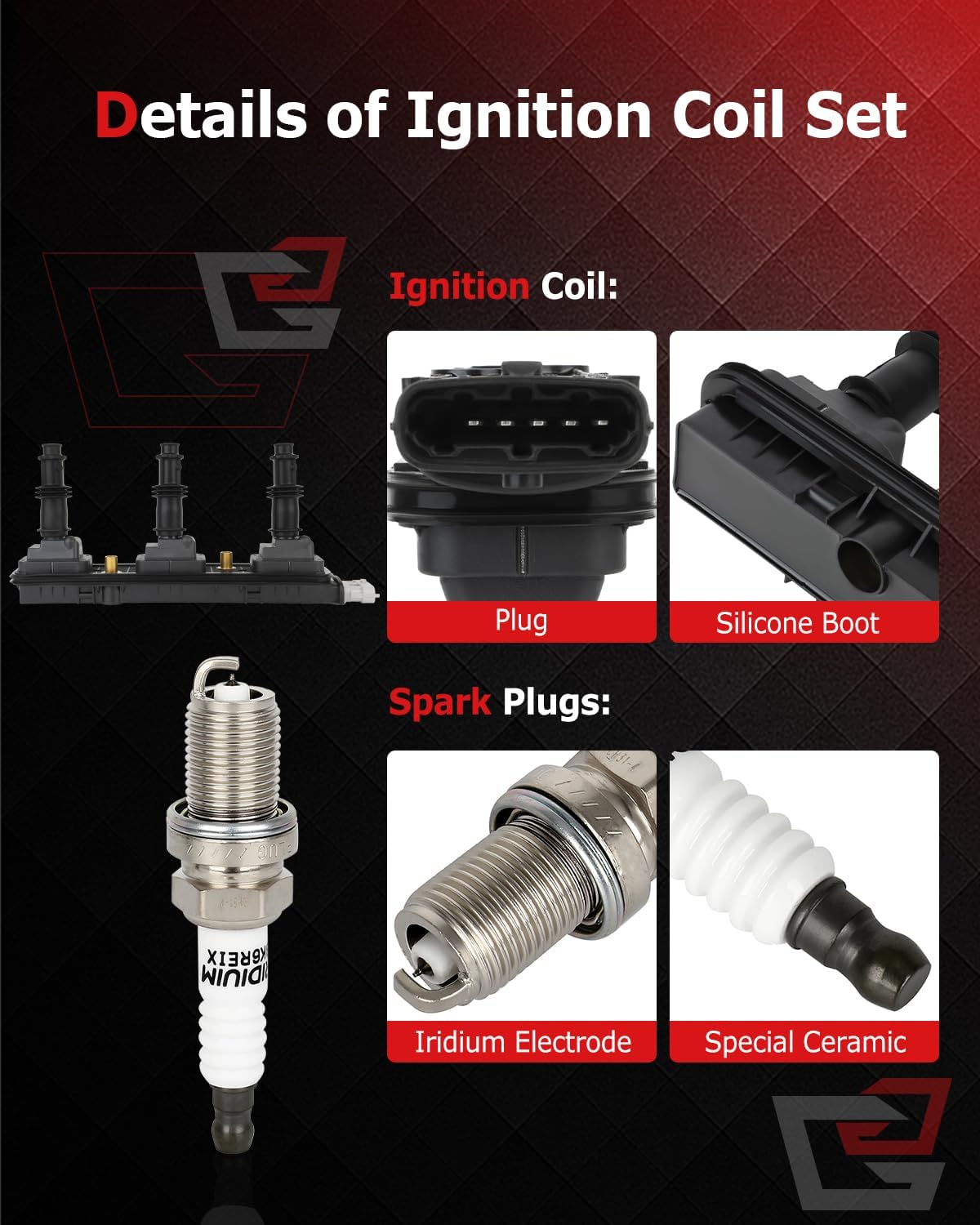 Ignition Coil Packs & Iridium Spark Plugs Fit 2003-2004 for Cadillac CTS 2001-2002 for Saturn L100 2001-2003 for Saturn L200 1999-2001 for Cadillac Catera, Set of 2, UF-278 C1415