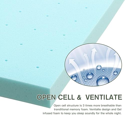 Miniatura 3 de Cubrecolchones con infusión de gel, 3 pulgadas, tamaño completo Tope de 5 cm,Topper de 3 pulgadas,Topper 2018-3 pulgadas