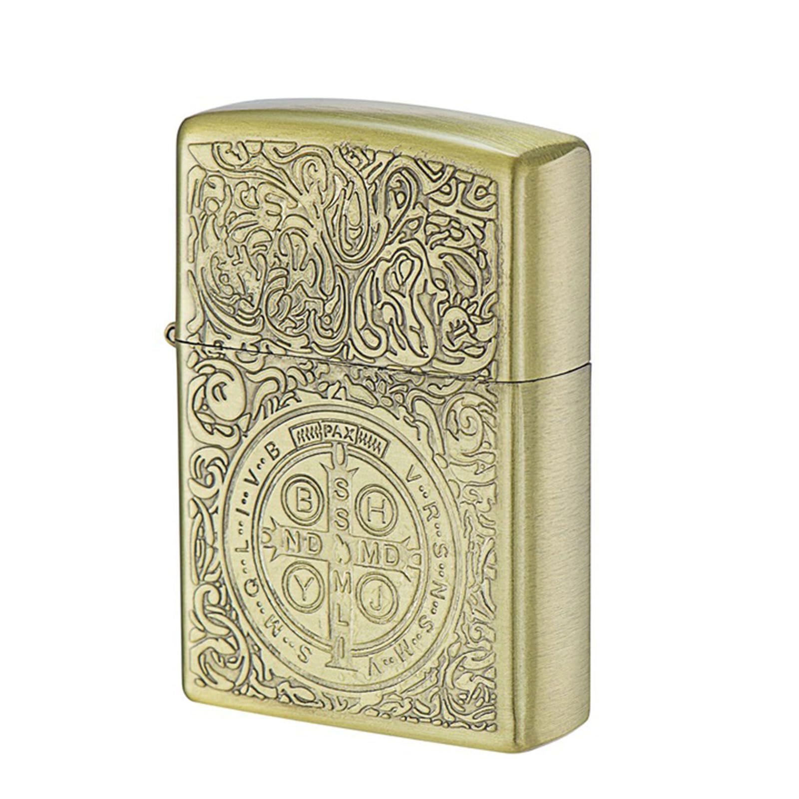 Dcscrfe Men's A Constantine Lighter Vintage Lighter Classic Copper Trench Refillable Ntique Kerosene (A)