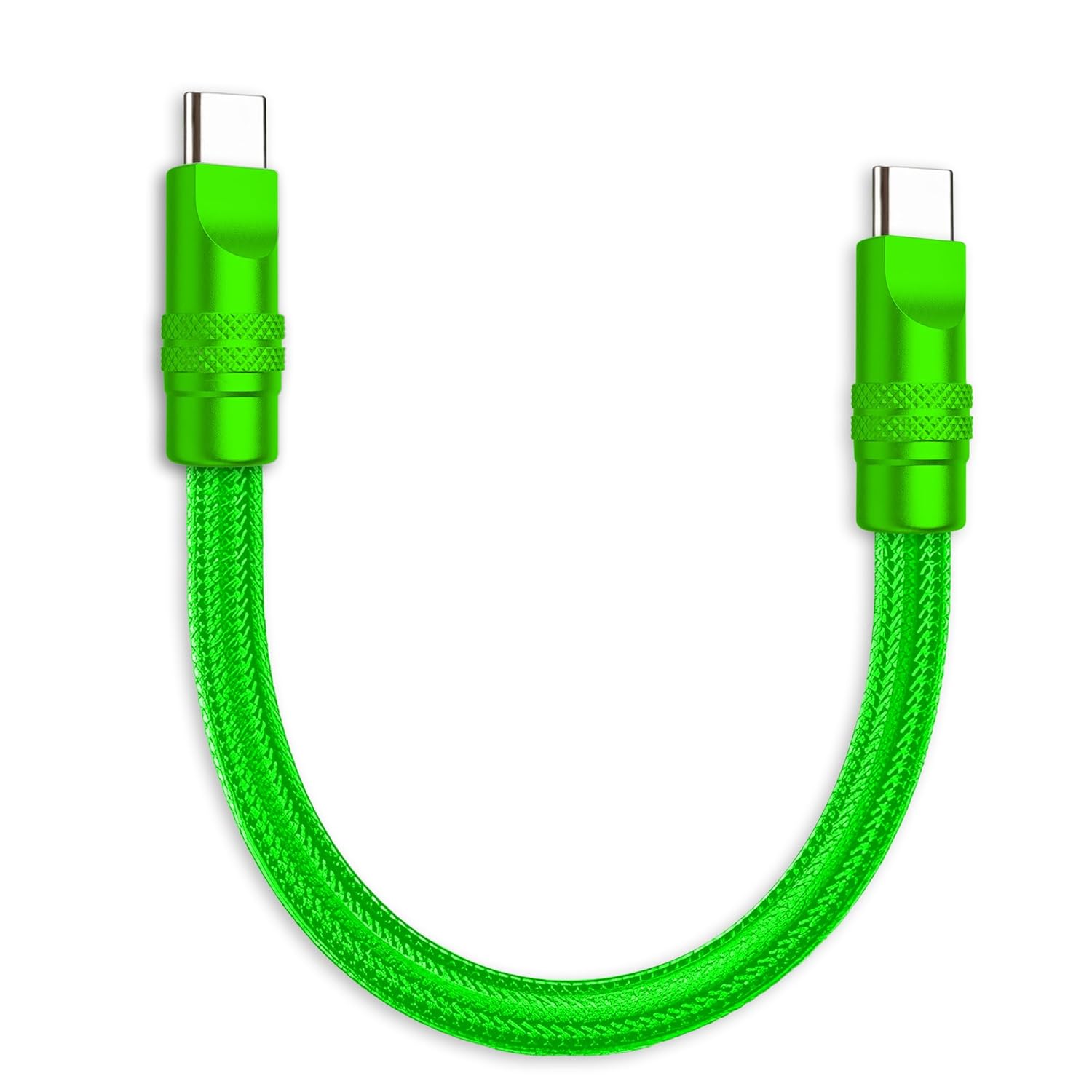 chubbycable Cute Chubby 240W Short USB C Cable Durable Extra Thick Fast Charging Cable Nylon Braided Charger Cord Compatible with iPhone 17-15 Series iPad, Green+Green, Type-C to Type-C, 0.32FT