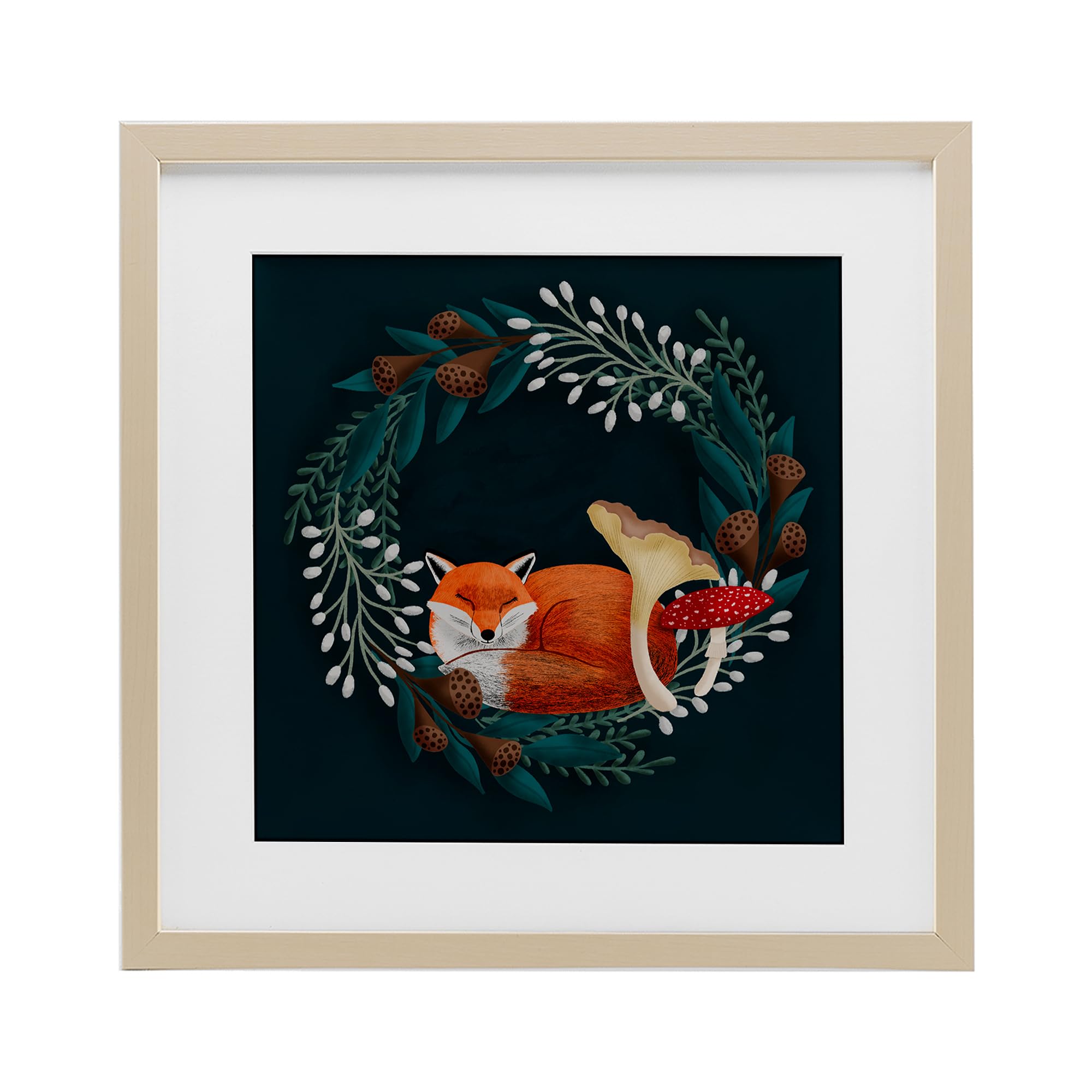Affiche renard endormi cadre botanique Stupell Industries 40cm