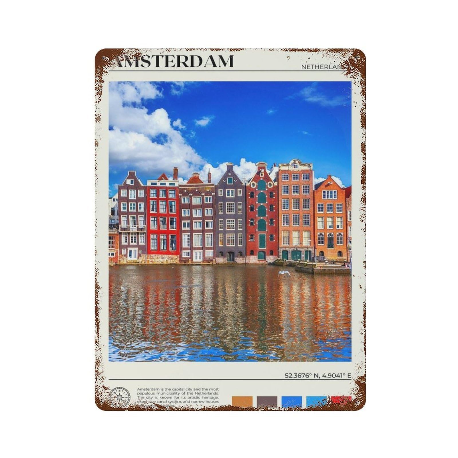 xiaoxiaoshen Real Photo Amsterdam Decor Wall Decor Art Metal Tin Poster Modern Home Decor Art Home Bar Shop Decorations Vintage Sign 40x30cm