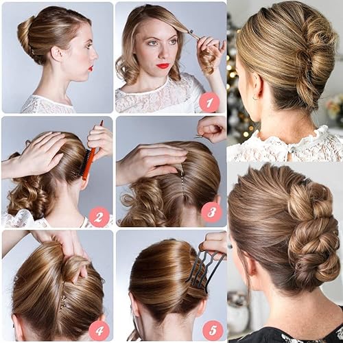 Miniatura 4 de 4 peines en forma de U para el cabello para mujer, accesorios para el cabello, peines laterales para moño, estilo francés, tenedores para peinado
