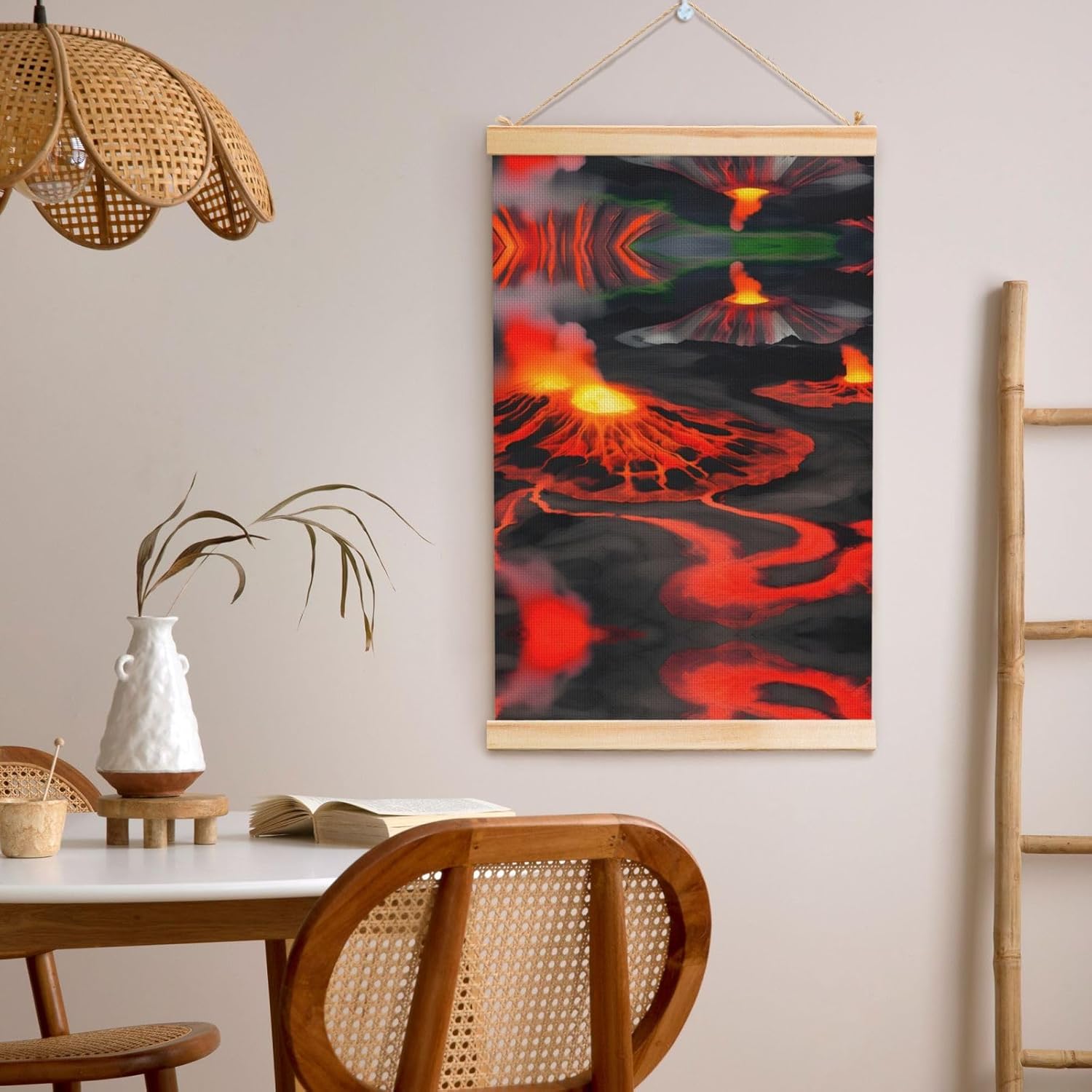 Kilauea Volcanos Print Poster Hanger,Hanging Poster, Poster Frame,Wood Poster Hanger, For Wall Hanging
