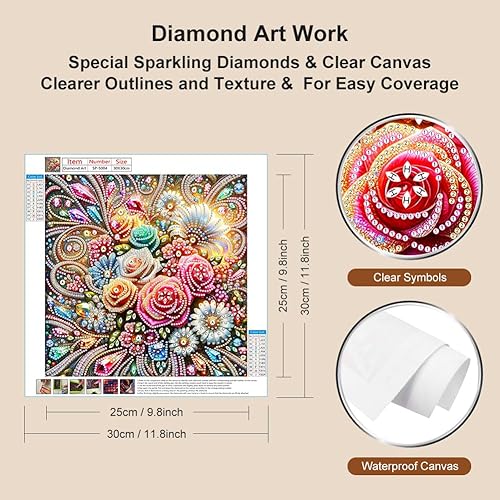 Miniatura 6 de FHBUBPUP Kits de Pintura de Arte de Diamantes de Flores para Adultos, Arte de Diamantes de Forma Especial 5D para Principiantes, Arte de Gemas
