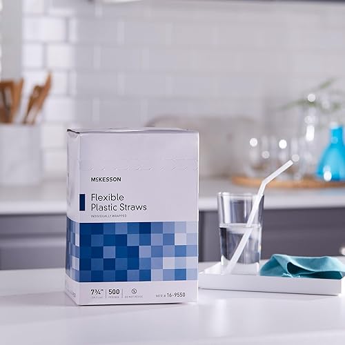 Miniatura 5 de McKesson Pajitas de plástico flexibles, envueltas individualmente, 7 3/4 pulgadas, 500 unidades