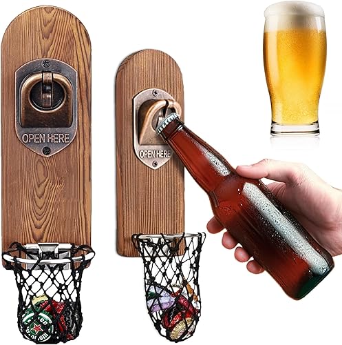 Miniatura 9 de Regalos de cerveza: abridor de botellas montado en la pared, abrebotellas de madera con magnético, sacacorchos montado en la pared para nevera, buen