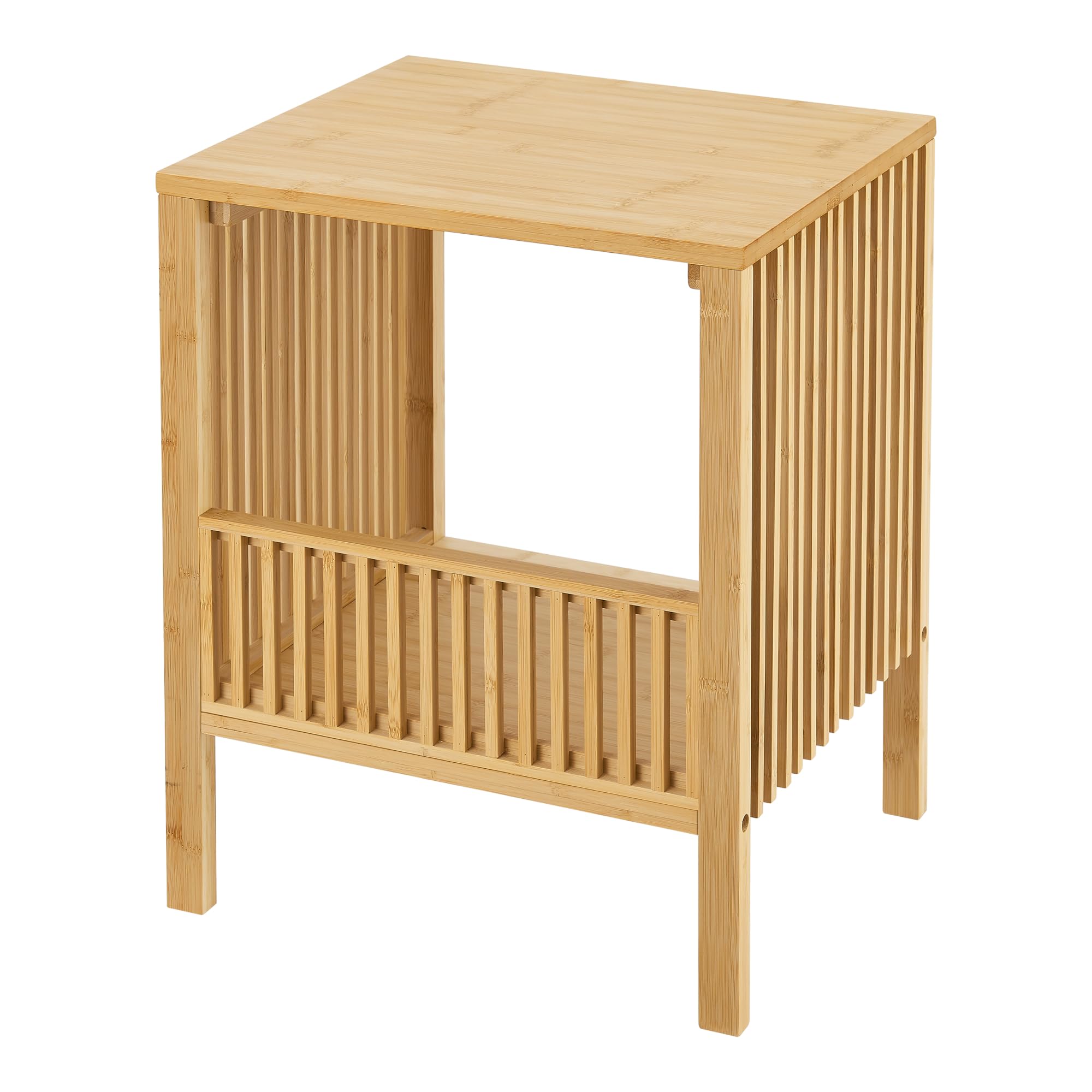 [en.casa] Beistelltisch 2er Set Varde Wohnzimmertisch 50 x 39 x 33 cm Nachttisch Sofatisch Nebentisch Kaffeetisch mit Ablagefach Bambus Naturfarben