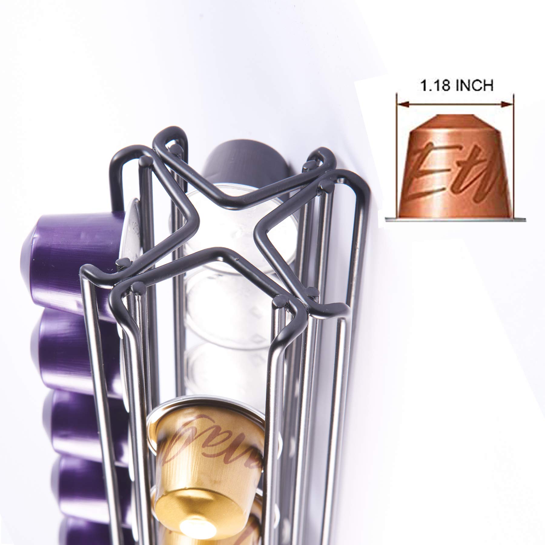 Kapselhalter Drehbar für Nespresso-Kapseln, Kapselspender Rotierend für 40 OriginalLine, Kaffee Kapselständer Zubehör Schwarz Haltbar (Schwarz, 40 kapsel)