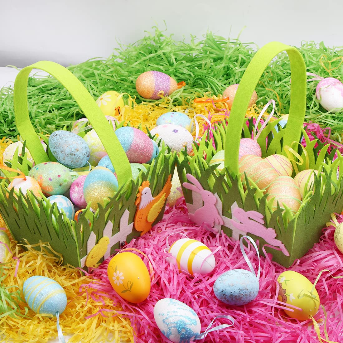 Panier De Pâques En Feutre Avec Herbe Et Surprises (EAS104) - Déco De Pâques