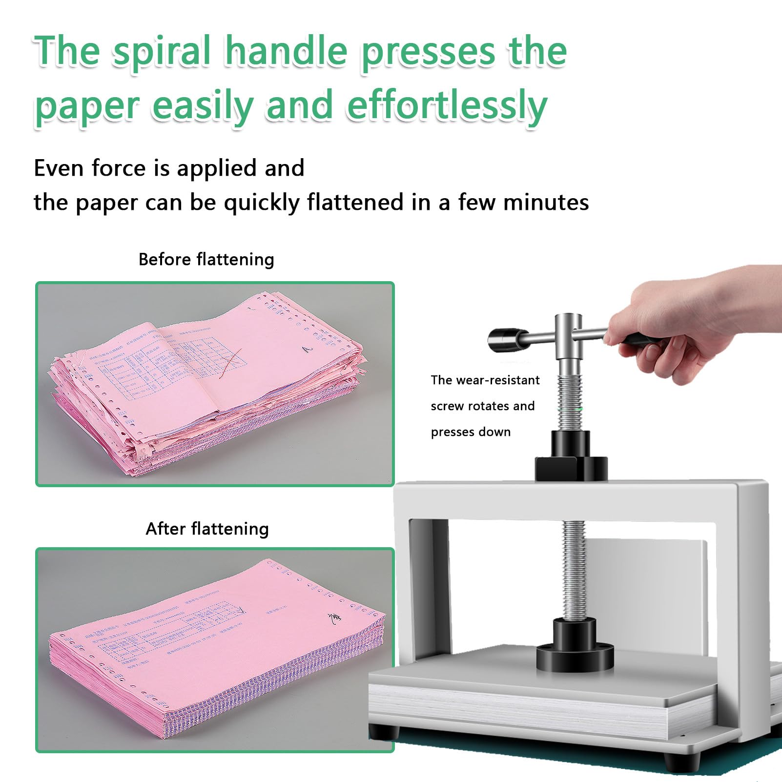 Legatoria a macchina Pressa per legatoria per carta A4/A3,con barra di bilanciamento Appiattitrice manuale,con barra di bilanciamento per banconote,libri,modanature e altri articoli grigio argento A4