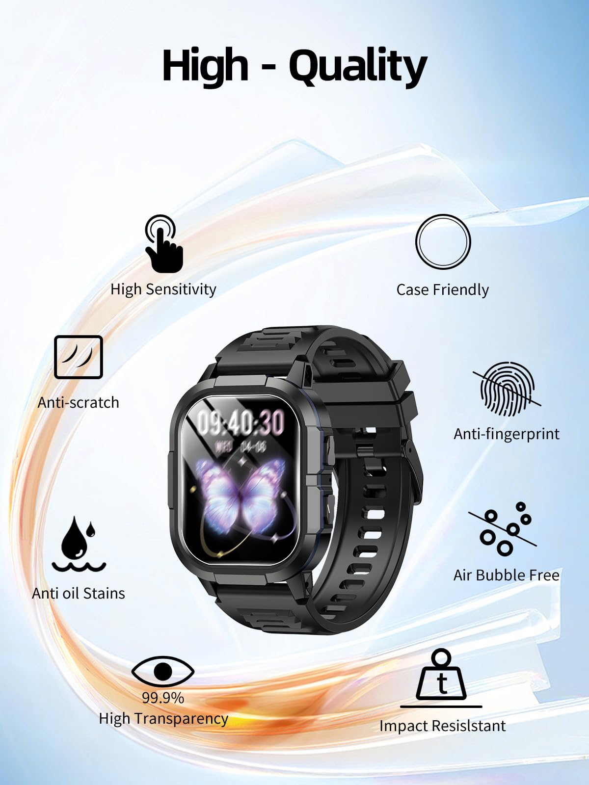 BOVUGAC Pellicola protettiva per smart watch HOXLRSA P110/TAEPOK P110 da 2,06 pollici, in TPU trasparente, compatibile con smartwatch P110, antigraffio, ultra sottile, confezione da 6