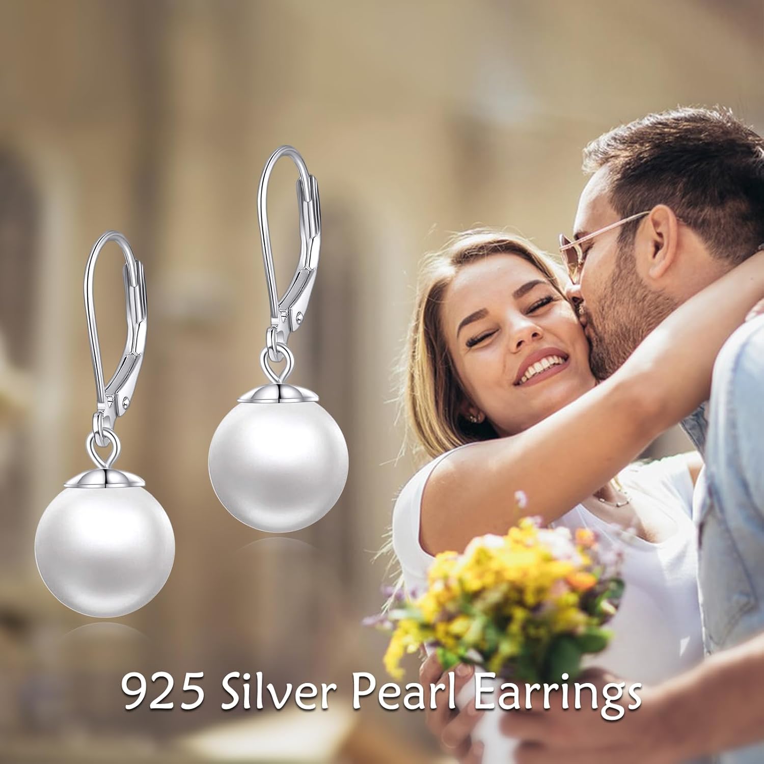 925 Sterling Silver Pearl Earrings for Women Pearl Leverback Dangle Drop Earrings Jewelry Gifts - Image 6