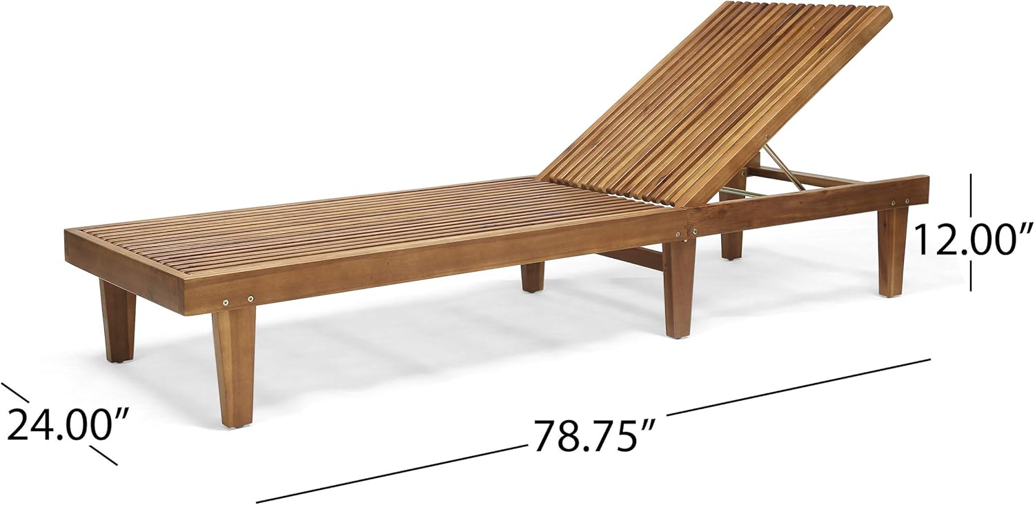 Christopher Knight Home Addisyn Outdoor Wooden Chaise Lounge, Teak Finish