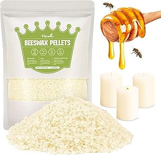 VIPwax White Beeswax Pellets 2LB, 100% Organic Beeswax, Beeswax for Candle Making, Body, Skin Care DIY, Lip Balm and Soap Making Supplies