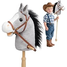 HollyHOME Stick Horse Hobby Horse Wood Handles Wheels 36 Handcrafted