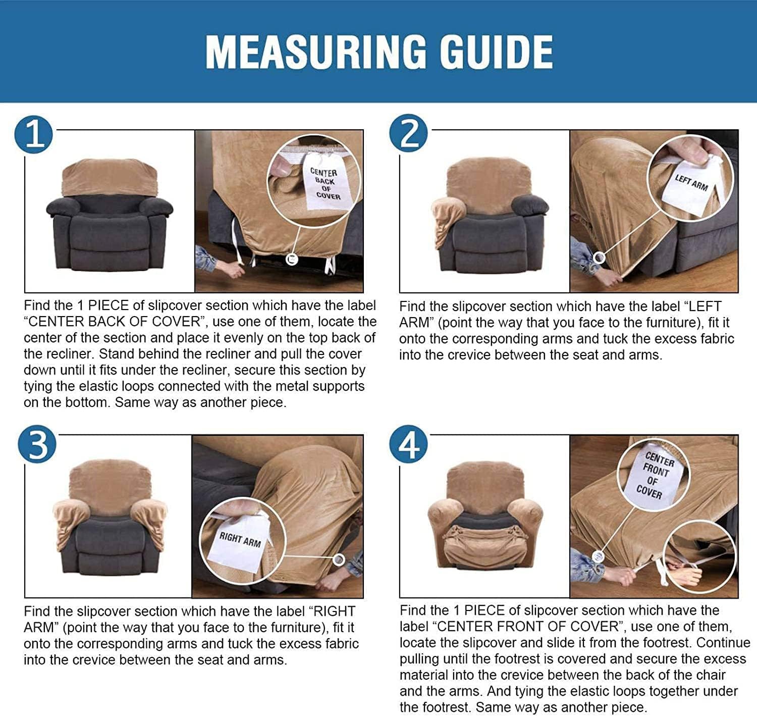 Stretch Velvet 1 2 3 Seat Recliner Sofa Cover Pet Dog Kid Solid Color Sofa Covers Relax Lounger Slipcovers Couch Towel Armchair Covers (Color : D, Size : 1Seater 4-Piece)