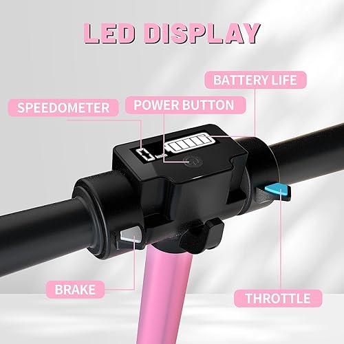 Miniatura 4 de SIMATE Patinete eléctrico para niños, Pro E-Scooters con luz frontal blanca y luces de cuerpo coloridas, pantalla LED y plegable, rango superior de