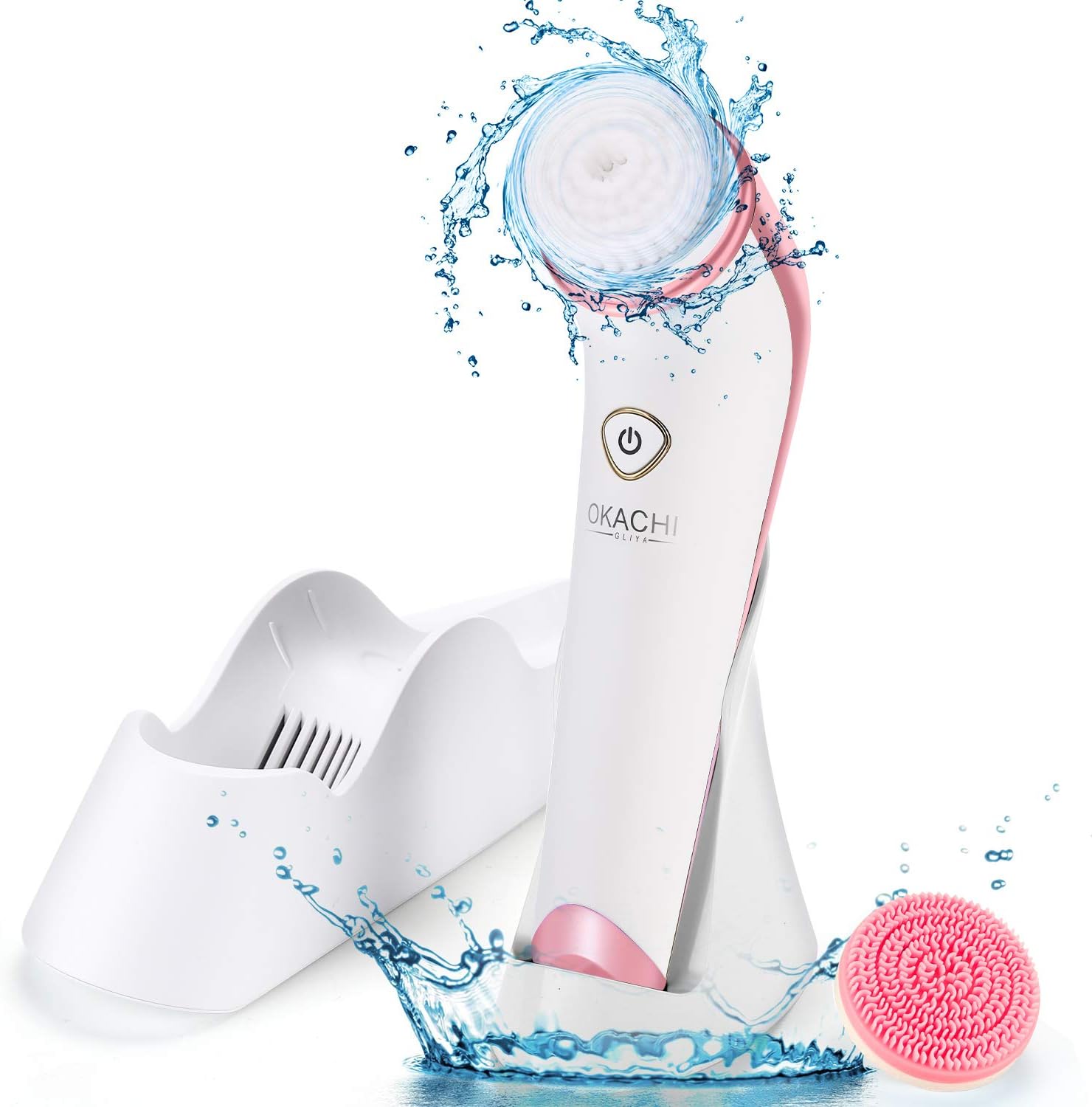 Facial Cleansing Brush Rechargeable Eletric Face Wash Brush, Waterproof Face Brush with UV Deep Clean & Professional Air Dryer System, 4 Cleaning Modes for Gentle Exfoliation and Deep Scrubbing