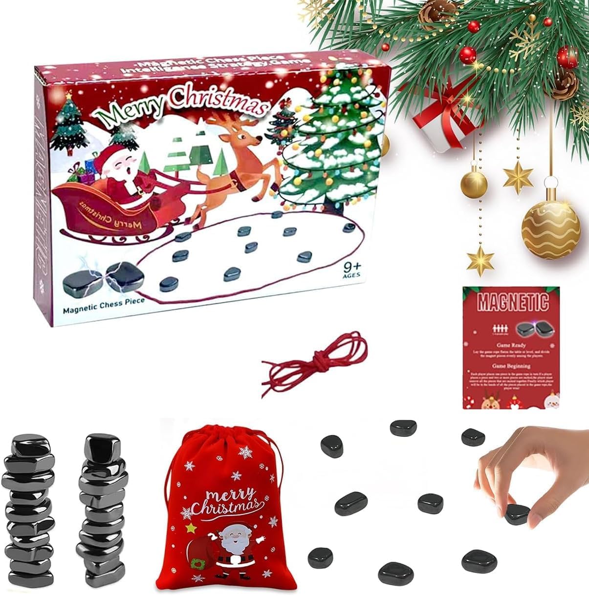 Magnet Game for Kids and Adults-Fun Strategy Board Games 2-4 Players-Portable Party Travel Game with String-Best Christmas Stocking Stuffers Gifts for Teens&Elders (Family Game Night Edition)