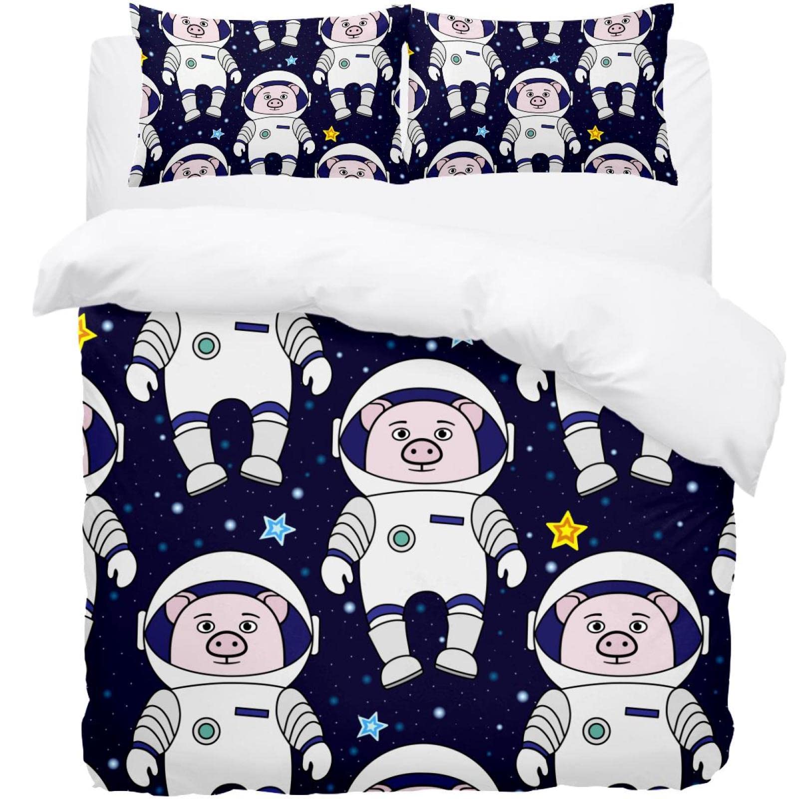 Housse de couette douce cochon rose pour éliminer les nuits froides avec ses deux taies d'oreiller