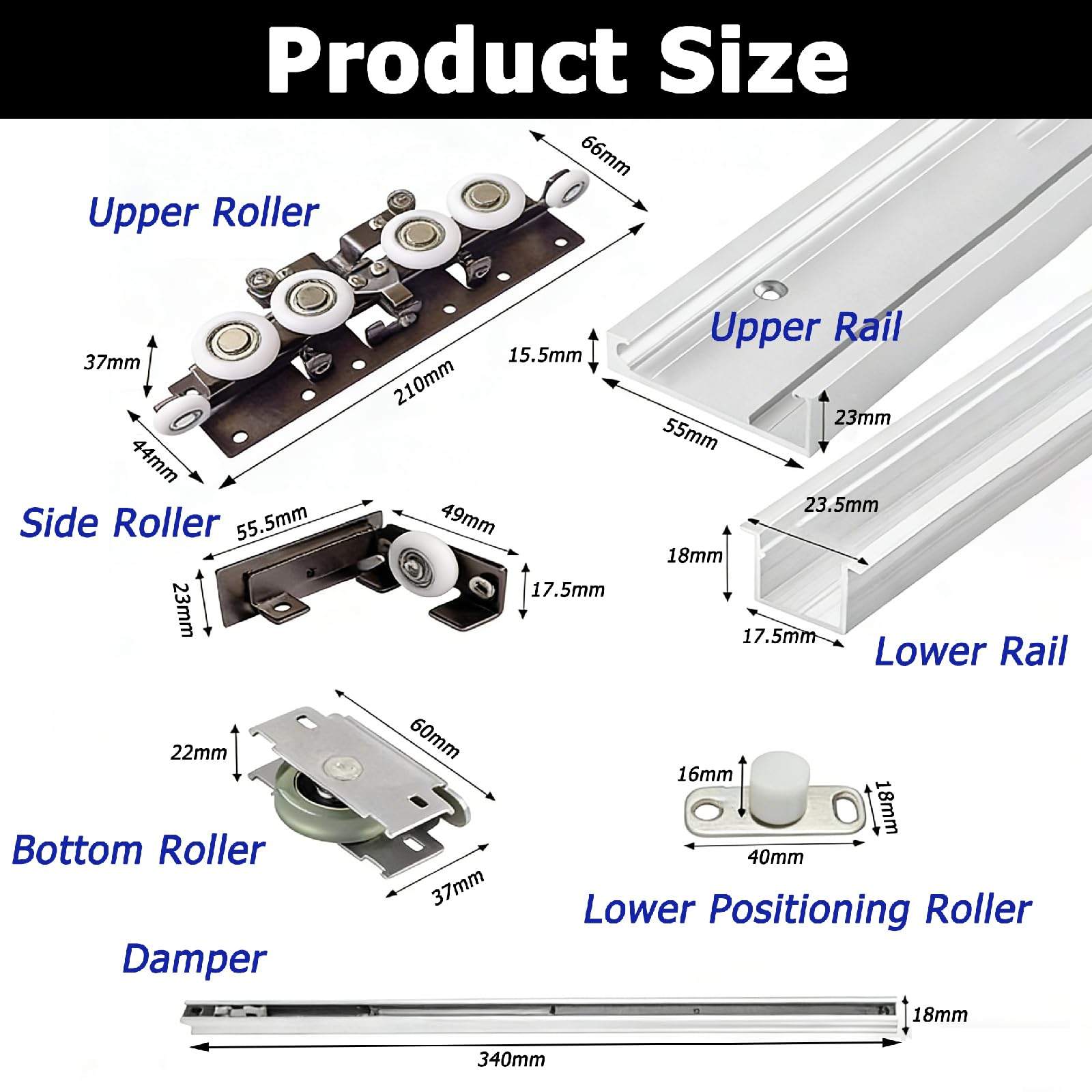 Kit per Porte scorrevoli Invisibili,Binario Porta Scorrevole Invisibile,Kit per Porta Invisibile,Funzionamento Fluido,Design Invisibile,Adatto per camere da Letto