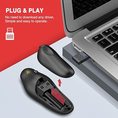 Miniatura 3 de Clicker de presentación con puntero láser rojo, control remoto inalámbrico para PPT Clicker, presentación de 2.4 GHz Remote Slide Advancer