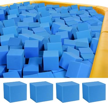 24PCS Foam Blocks for Foam Pit, 5 Inches Soft Foam Building & Climbing Blocks, Foam Cubes for Ball Pit, Parkour Equipment & Gymnastics Bricks -Blue