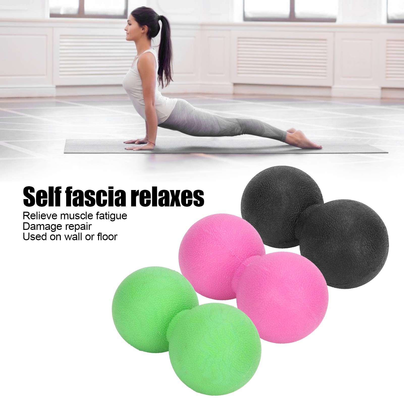 TPR Yoga-Massageball-Set, 3er-Pack Zur Muskelentspannung und Schmerzlinderung, Tragbares Fitnessgerät für Büroangestellte und Sportler (Schwarz+Rosarot+Grün)