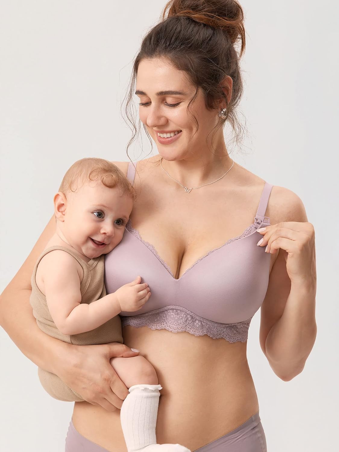 MOMANDA Women's Nursing Bras for Breastfeeding Smoothing Lace Nursing Bra Wireless Maternity Pregnancy Bralette - Image 3