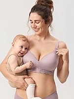 Vista 3 de MOMANDA Sujetadores de lactancia para mujer para lactancia materna, brasier de lactancia con encaje, brasier de lactancia inalámbrico
