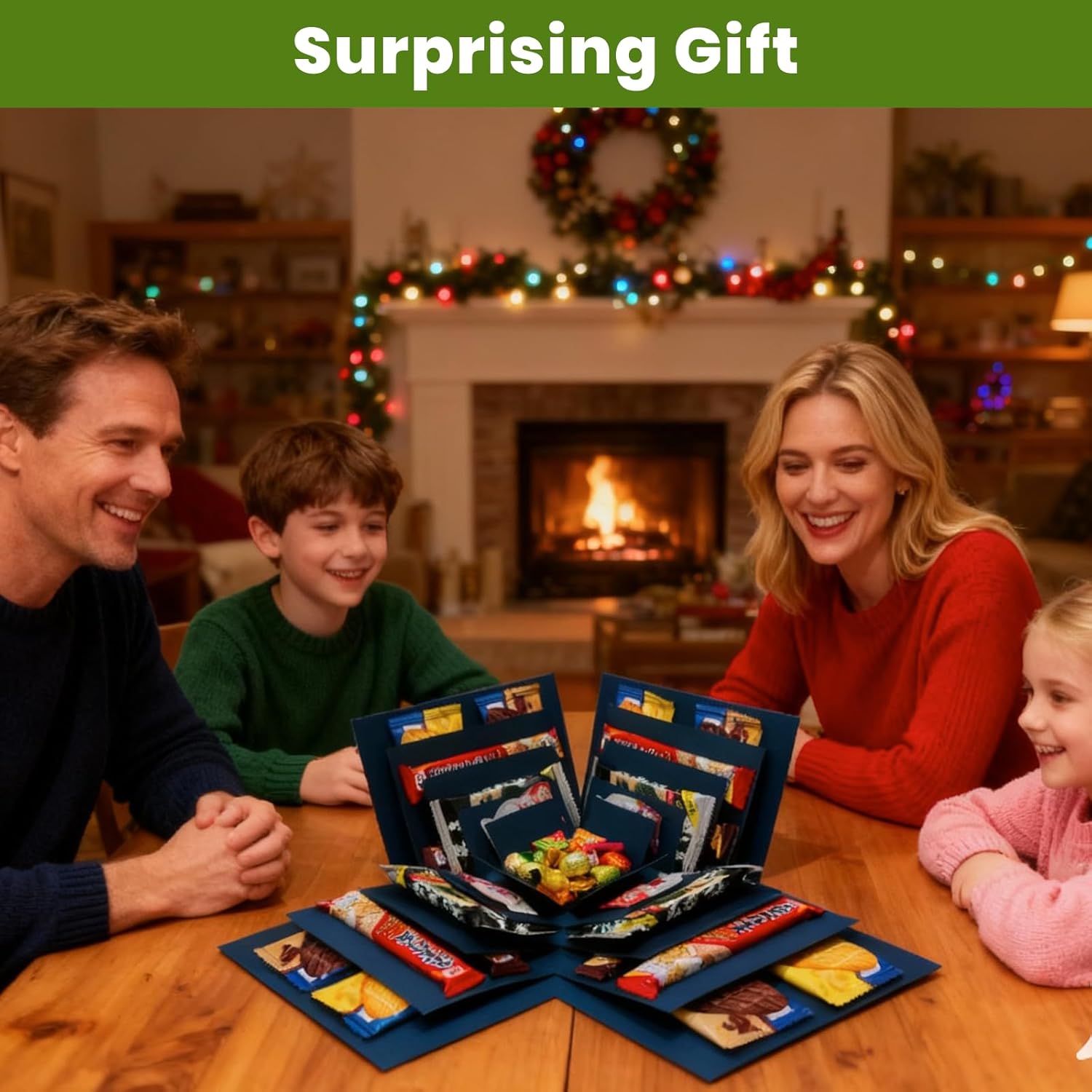 LOOMROOT Gift Box for Holidays, 5 Layer Surprise Picture Box Opens Up, Multi Layer DIY Photos Gift for Birthdays (BLUE) - Image 2