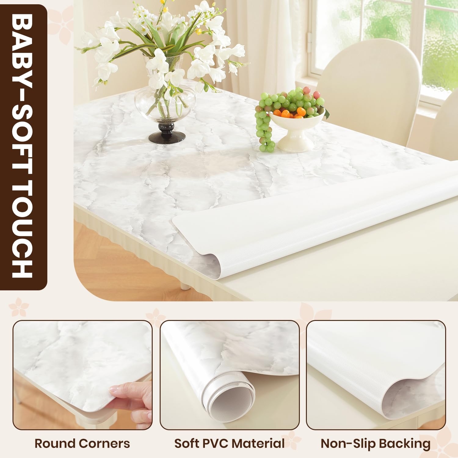OstepDecor Schreibtischunterlage Marmor 160 x 90 cm, Blickdichter Tischschutz zur Kratzerabdeckung, Abwaschbare Tischdecke & Tischfolie für Esstisch Büro, Zuschneidbar