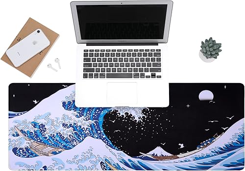 Miniatura 2 de Sea Wave - Alfombrilla de mouse de arte japonés para juegos, XL, grande, alfombrilla de escritorio larga extendida, alfombrilla de mouse grande,