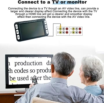 Digital magnifying glass Handheld Electronic Magnifier, 5 Inch Portable Digital Video Reader with LCD Screen, Low Vision Aid, 2X-48X Zoom, 26 Color Modes, AV HDMI Output