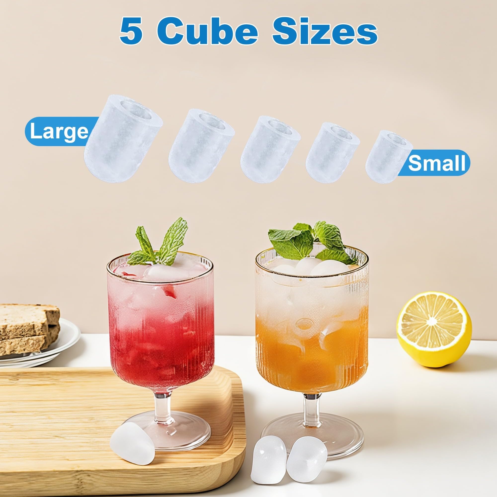 Fast Ice Making Countertop Ice Machine with 5 Ice Sizes, 30Lbs/24H, Self-Cleaning Portable Ice Maker for Kitchen Home Bar and Outdoor Activities — view 4