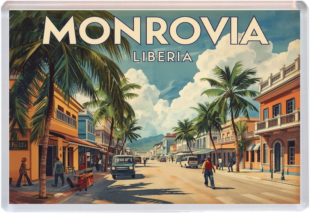 Baked Bean Store Multicolor Monrovia - Liberia - Jumbo Artistic Fridge Magnet 96 X 67Mm Bbsfhm2086