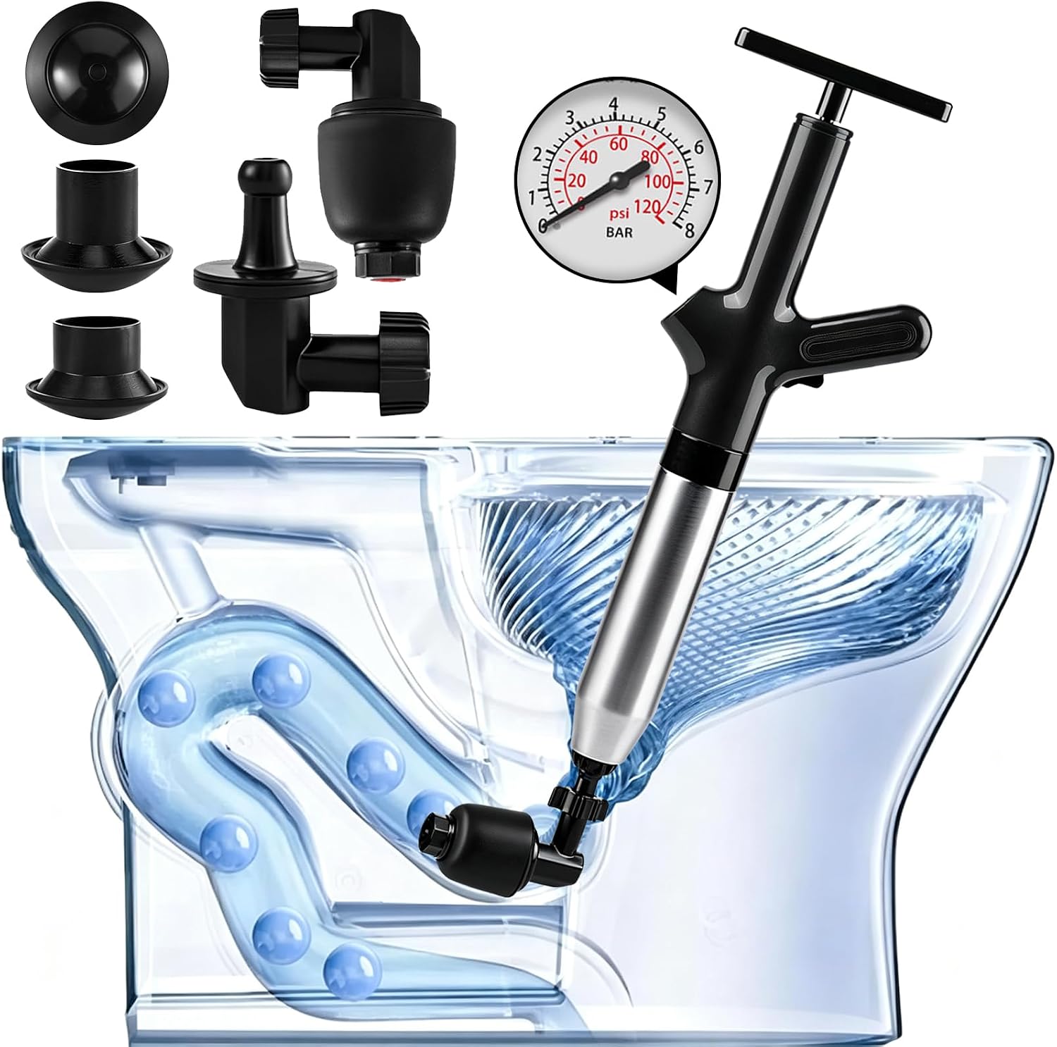 High Pressure Toilet Plunger, Plungers for Bathroom Heavy Duty