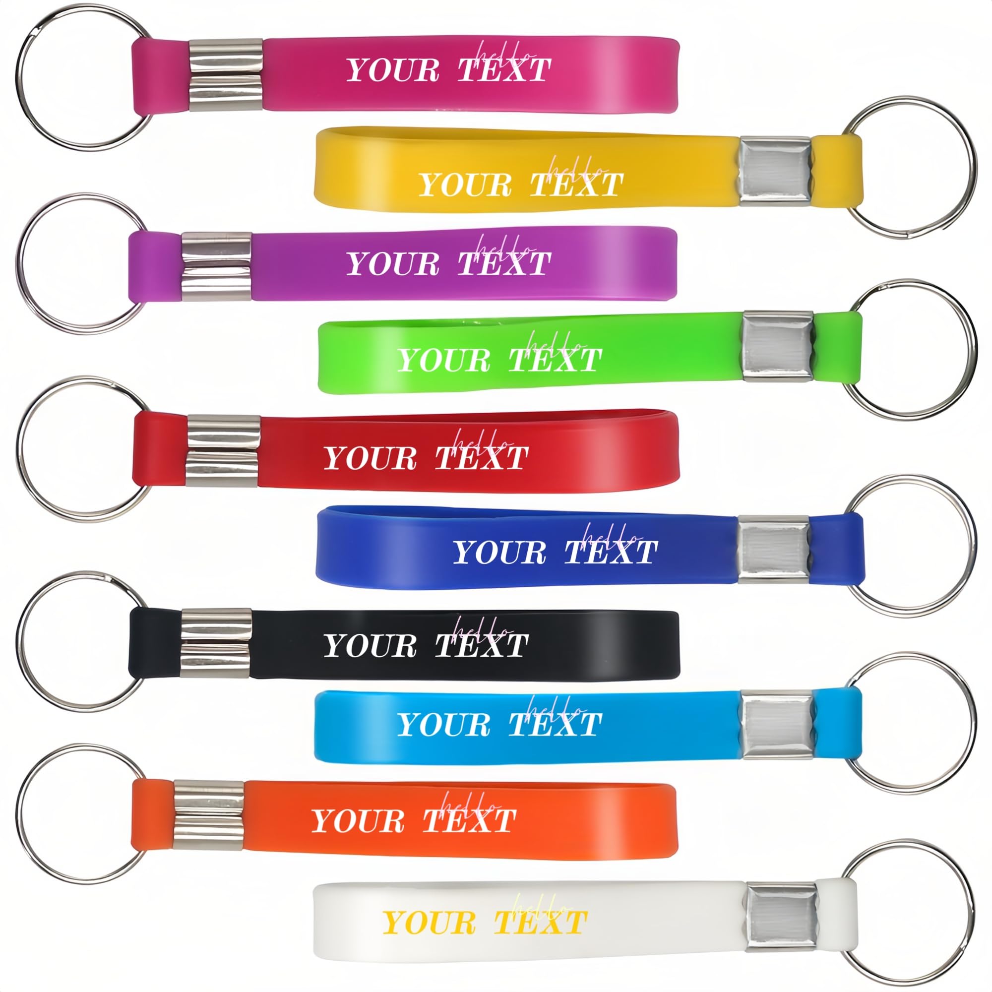 Harborway30/100/500PCS Personalized Silicone Keychains Backpack Key Cellphone, Custom Rubber Keychain With Text Short Keyrings for Events, Company, Motivation Adults