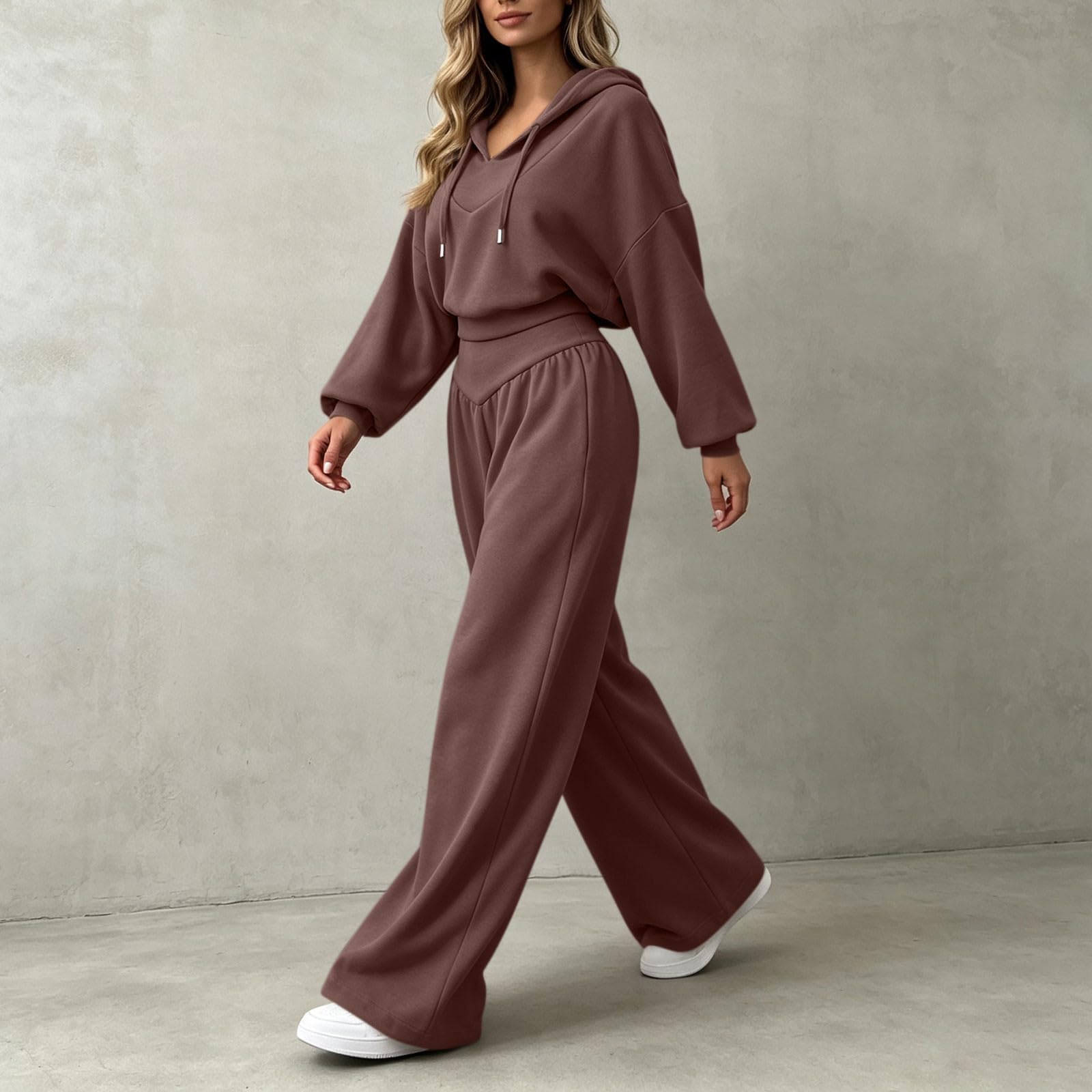 Tuta da donna Set completo Autunno Inverno Oversize Co Ord Set Felpa con Cappuccio Corta Elastico in Vita Pantaloni della Tuta Allenamento Palestra Felpa con cappuccio e Pantaloni da jogging Casual