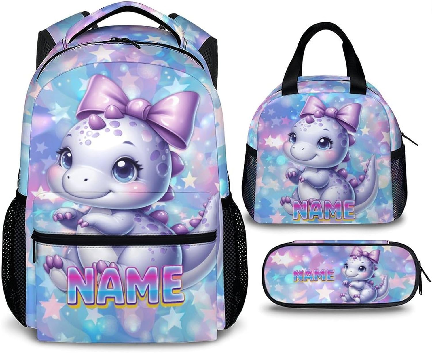 Kids School Backpacks, Custom Cat Backpack for Girls 6-8, 3 Set in Schoolbag for Travel Hiking Preschool Elementary Kindergarten, Back to School Supplies