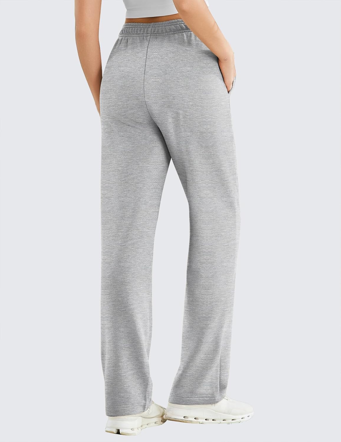 PINSPARK Women's High Waisted Straight Leg Sweatpant Comfy Interior Drawstring Workout Sweat Pants Pocket Fall Casual Pant - Image 2