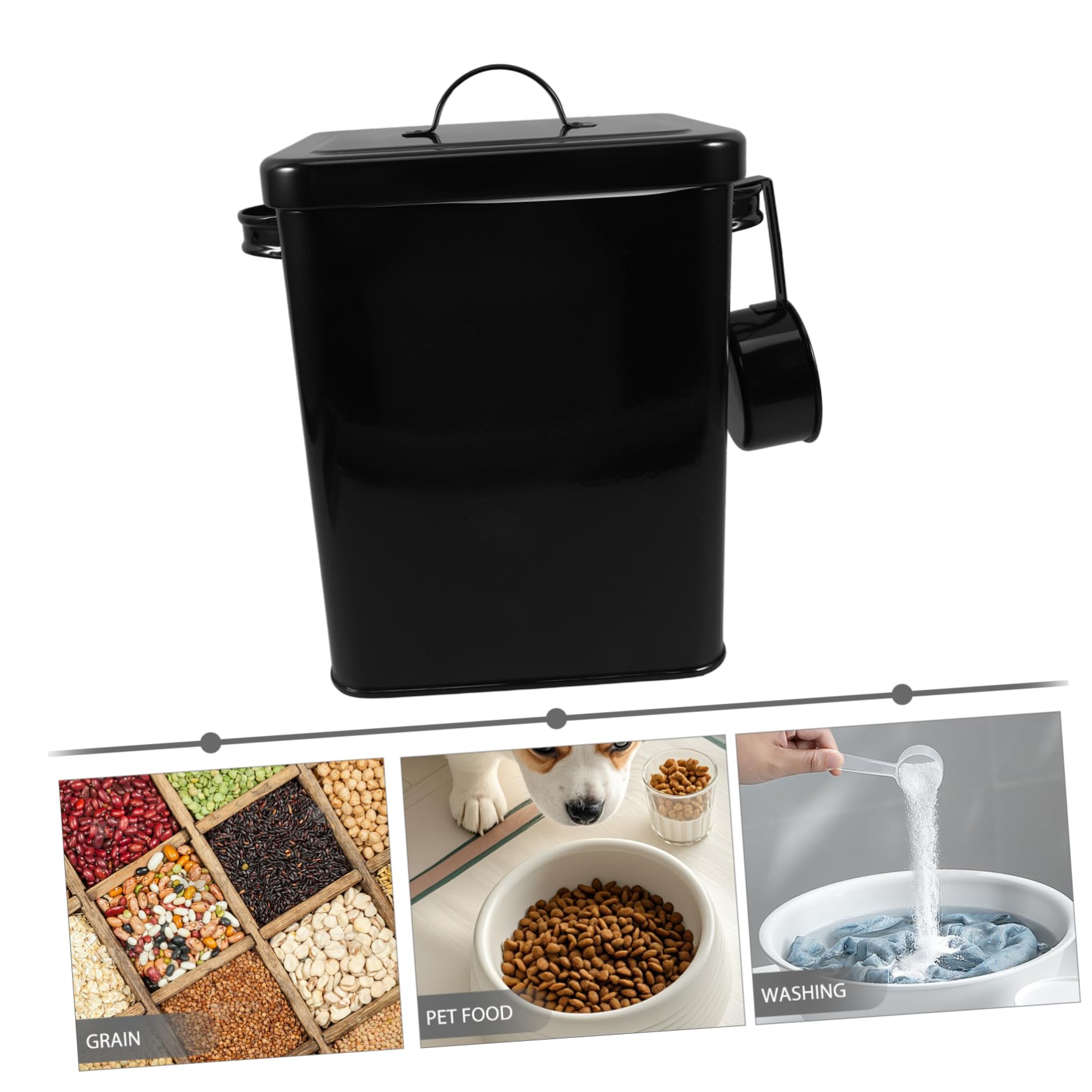 PRETYZOOM Contenedor de Almacenamiento Metálico con Cuchara Recipiente Hermético con Tapa Contenedor Multifunción para Alimentos de Cocina para Guardar Arroz Harina y Otros Ingredientes la D