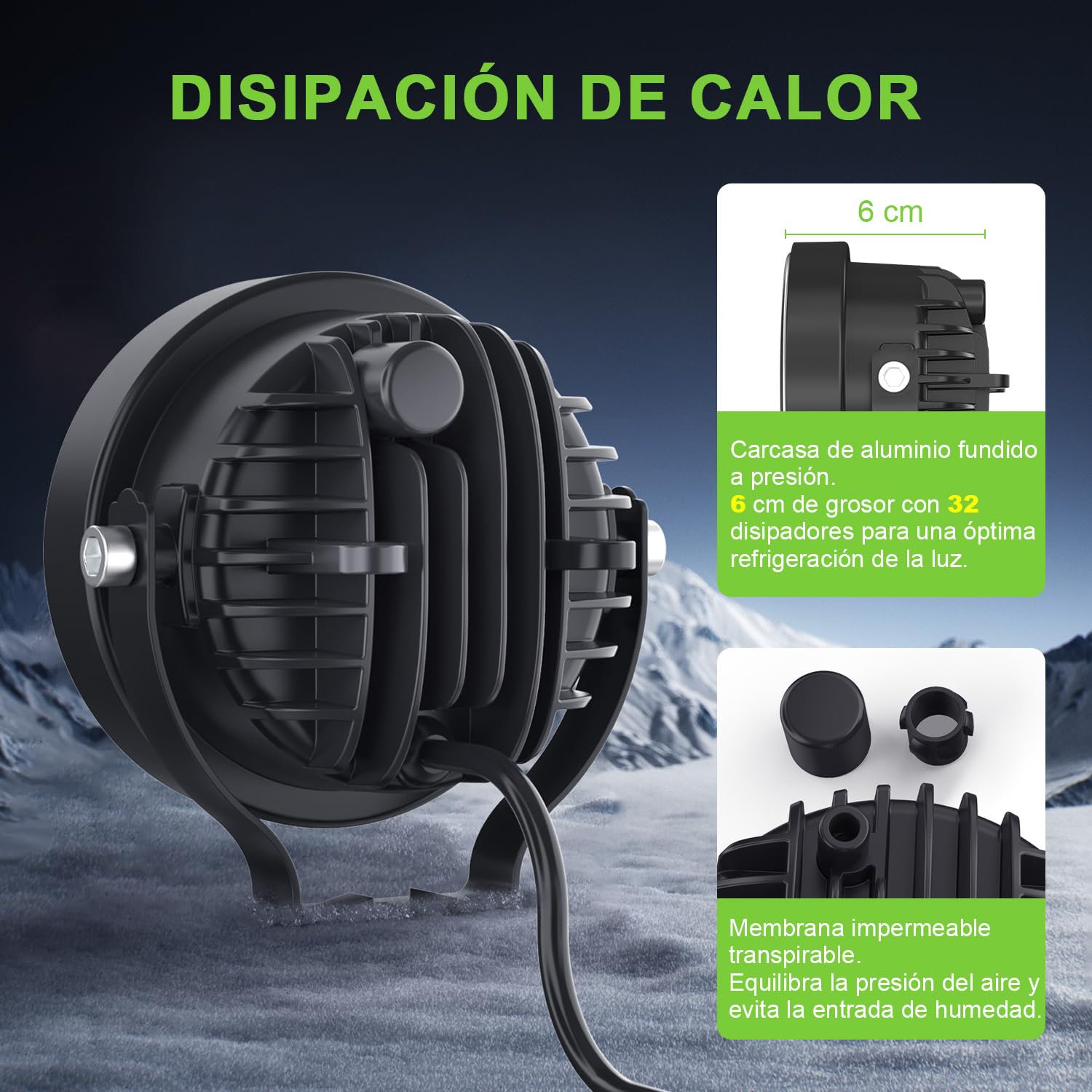 2 Pcs Faro de trabajo led de Coche 12V, 3.8 pulgadas 30W Foco de luz concentrada 3000lm 6000K IP68 Impermeable Off-road Foco para Pickups Tractors Excavators Camión Barco SUV