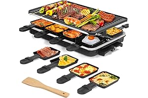 2-in-1 Raclette Table Grill: Electric Griddle + Cheese Raclette Delight