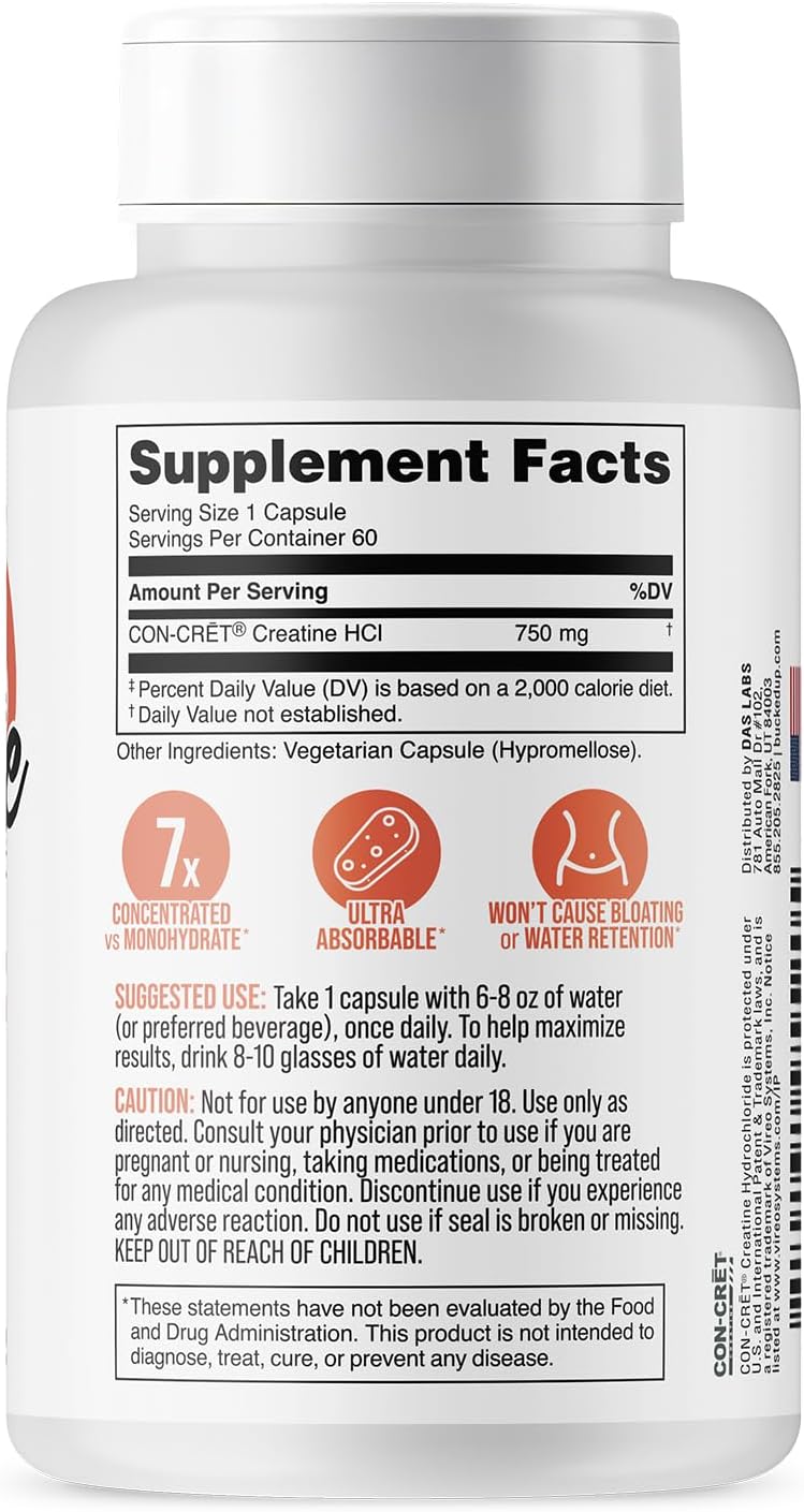 Bucked Up Babe Creatine Creatine HCL Capsules for Women, 750mg Serving - 60 Servings (60 Capsules)