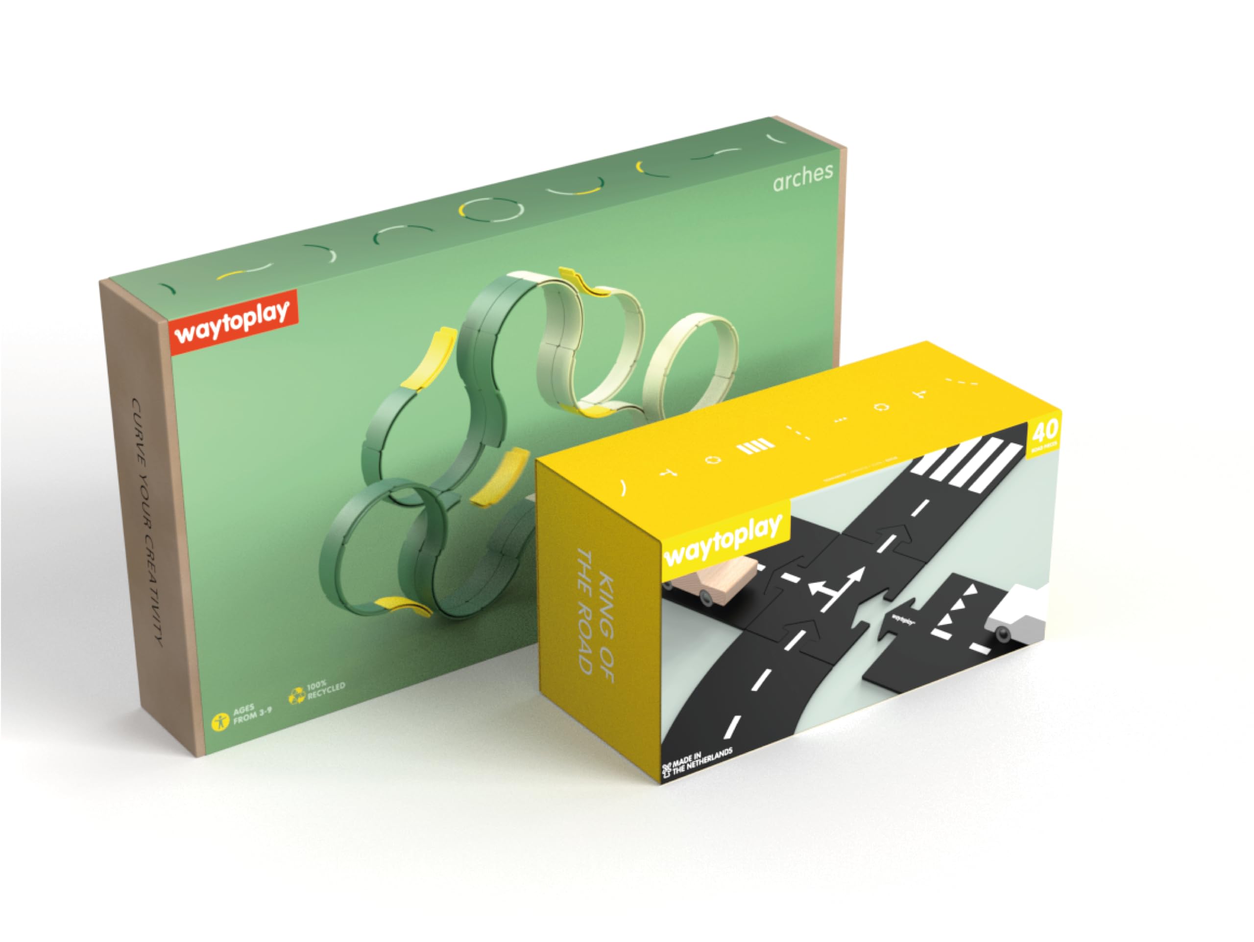 Waytoplay Ultimate Set– 94-teiliges flexibles Spielzeugstraße & Bögen Mega-Set– Wasserdichte modulare Autorennbahn & 3D-Bauspielzeug für drinnen & draußen – STEM Lernspielzeug– Niederländisches Design