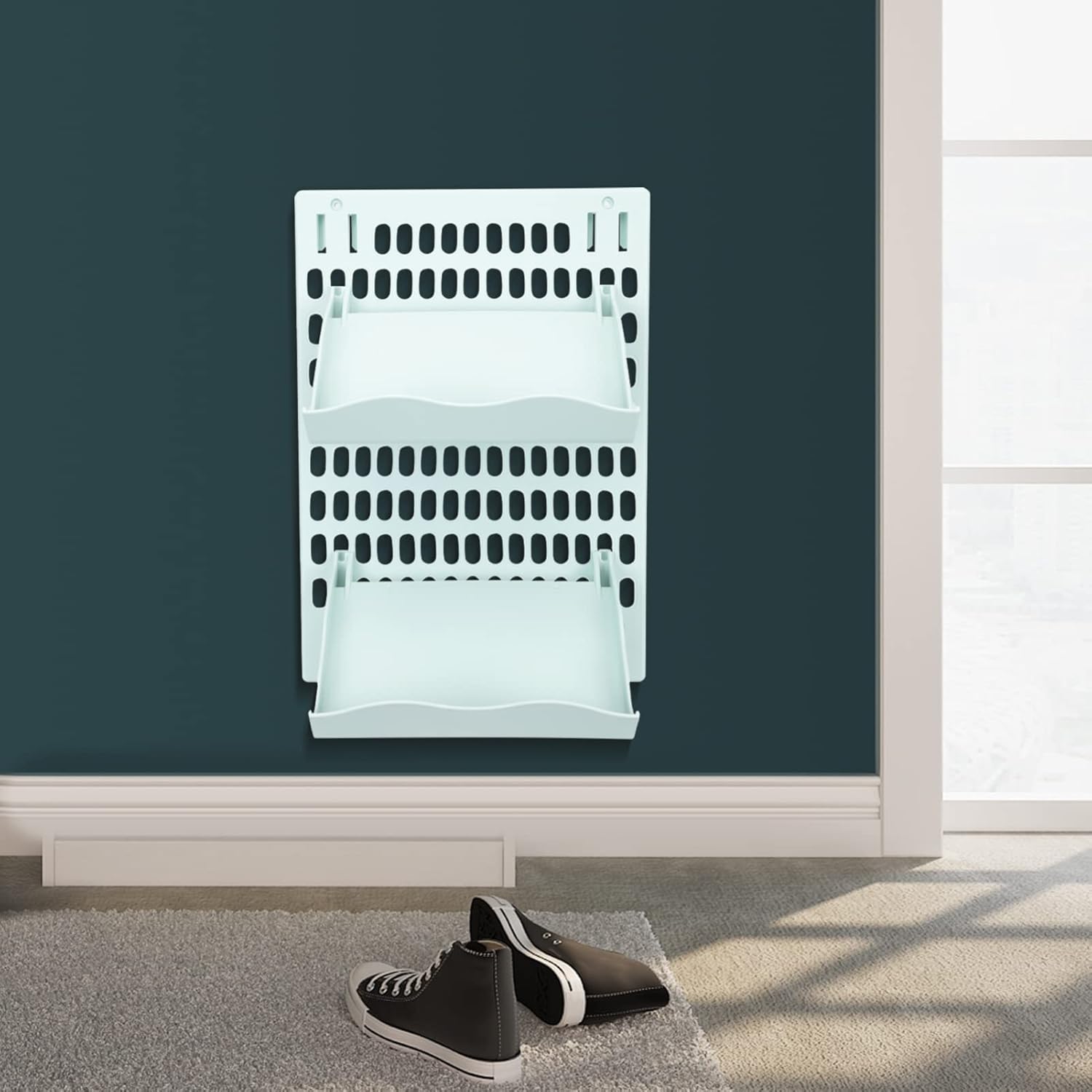 Multi-Functional Wall Mounted Shoe Rack Adjustable Slipper Storage Organizer for Entryway Bathroom and Balcony Sturdy Space-Saving Design Punch-Free Installation