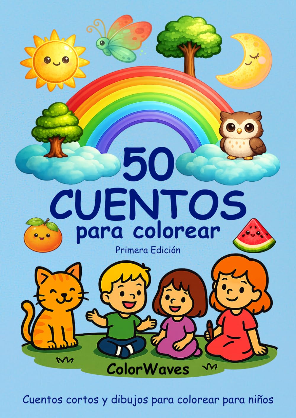 50 CUENTOS para colorear: Cuentos cortos y dibujos para colorear para niños de 4 a 8 años – Libro de actividades creativas
