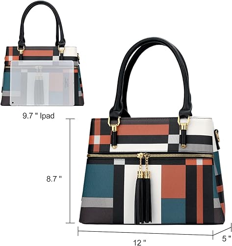 Miniatura 6 de KKXIU Bolsos tipo satchel para mujer con asa, bolsos de hombro y carteras con bolsillos y cremallera, bolsos cruzados de cuero
